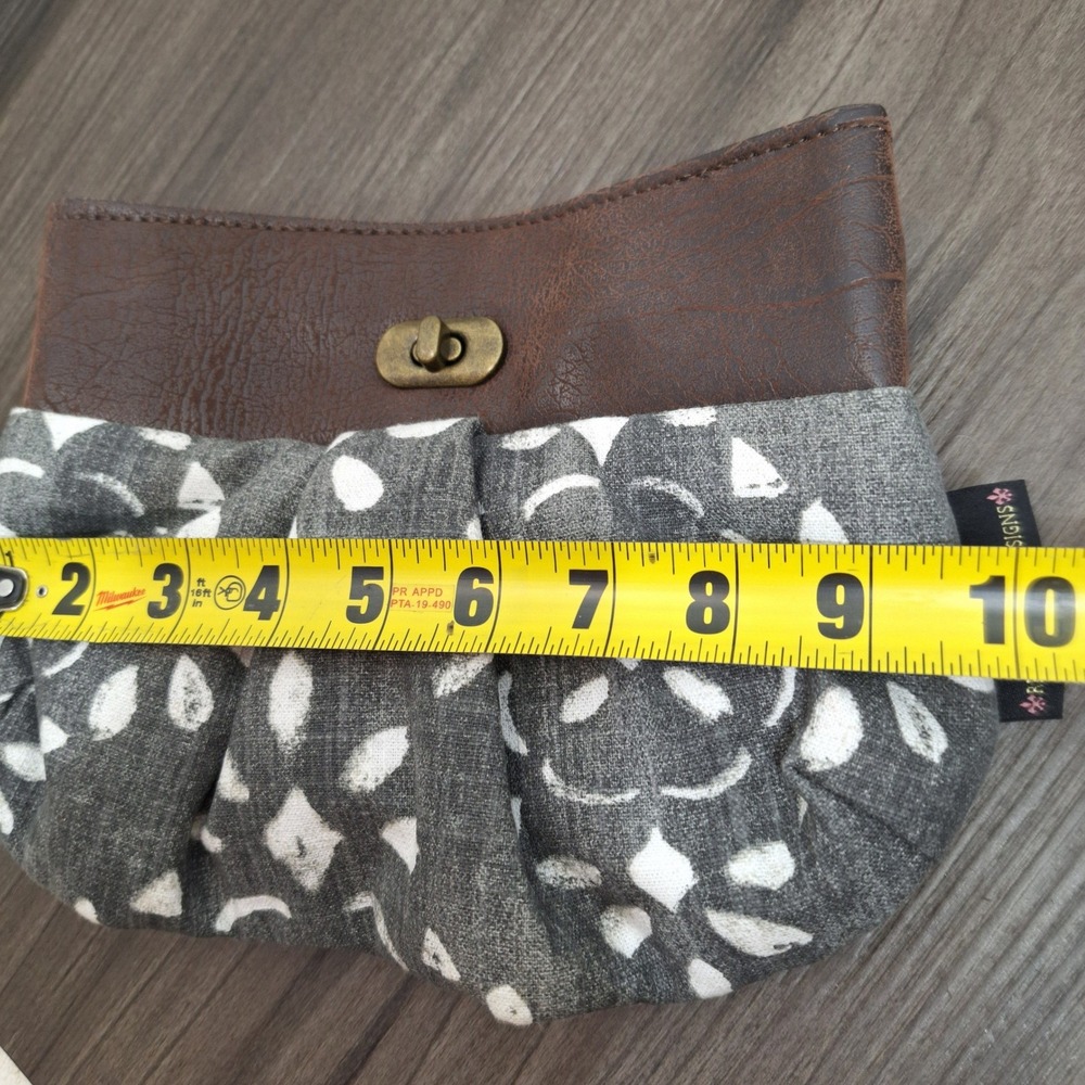 Rebekah Scott Designs Brown Grey Convertible Crossbody Clutch Bag Floral Lining - Picture 5 of 7
